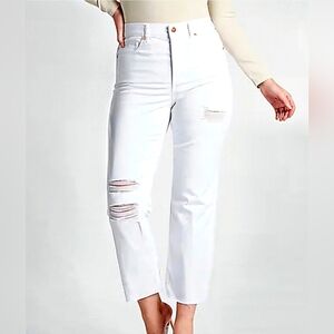 NWT Express High Waisted Ripped Straight Ankle Jeans Size 14 Long